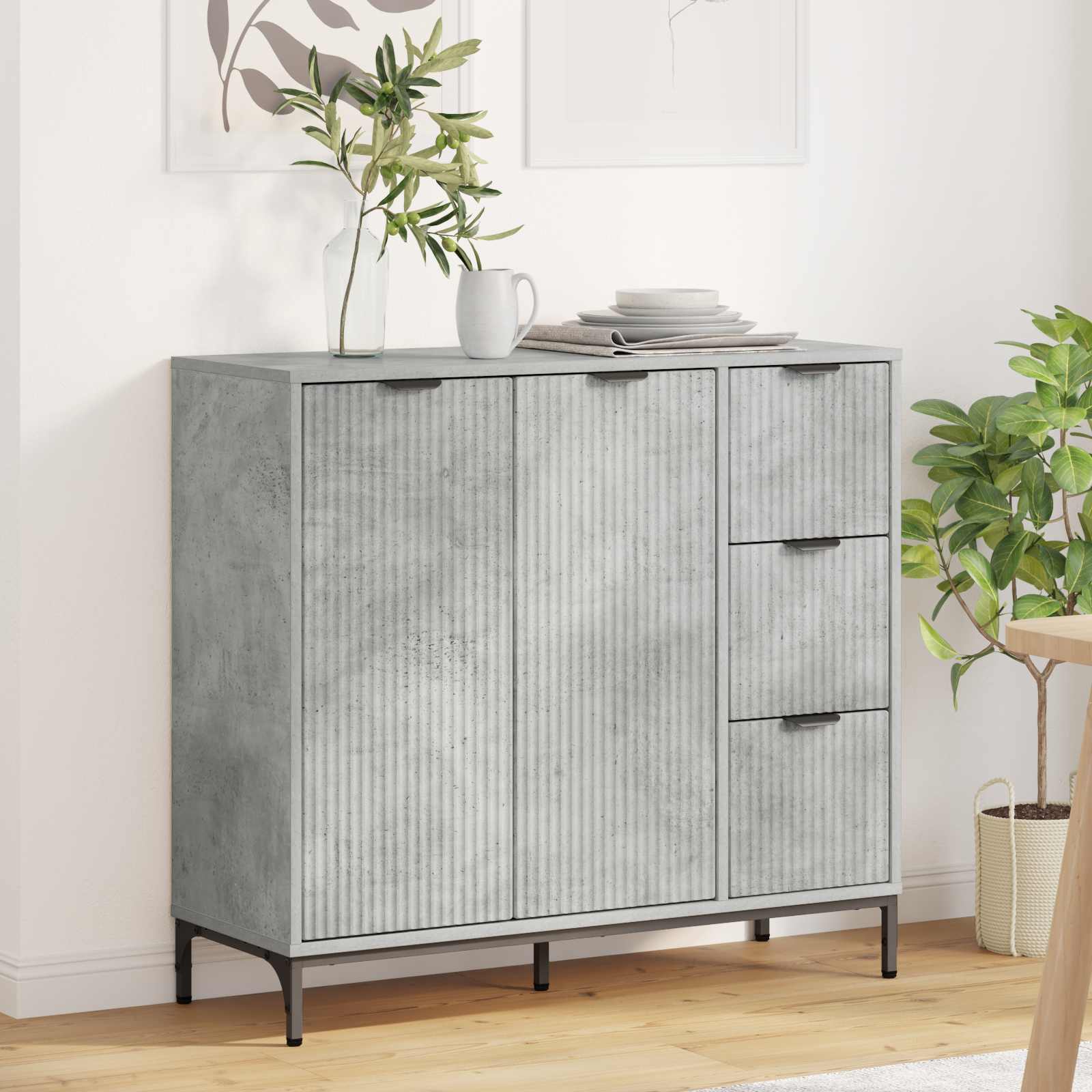 Kõide sahtliga Betoonhall 89,5 x 33 x 82 cm Tehispuit