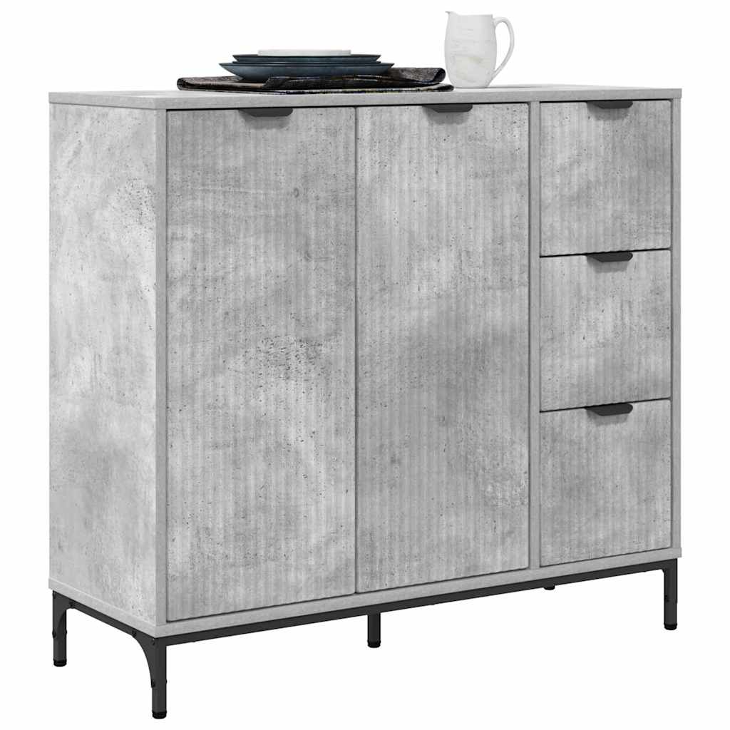 vidaXL Dressoir met lade Betongrijs 89,5 x 33 x 82 cm Bewerkt hout