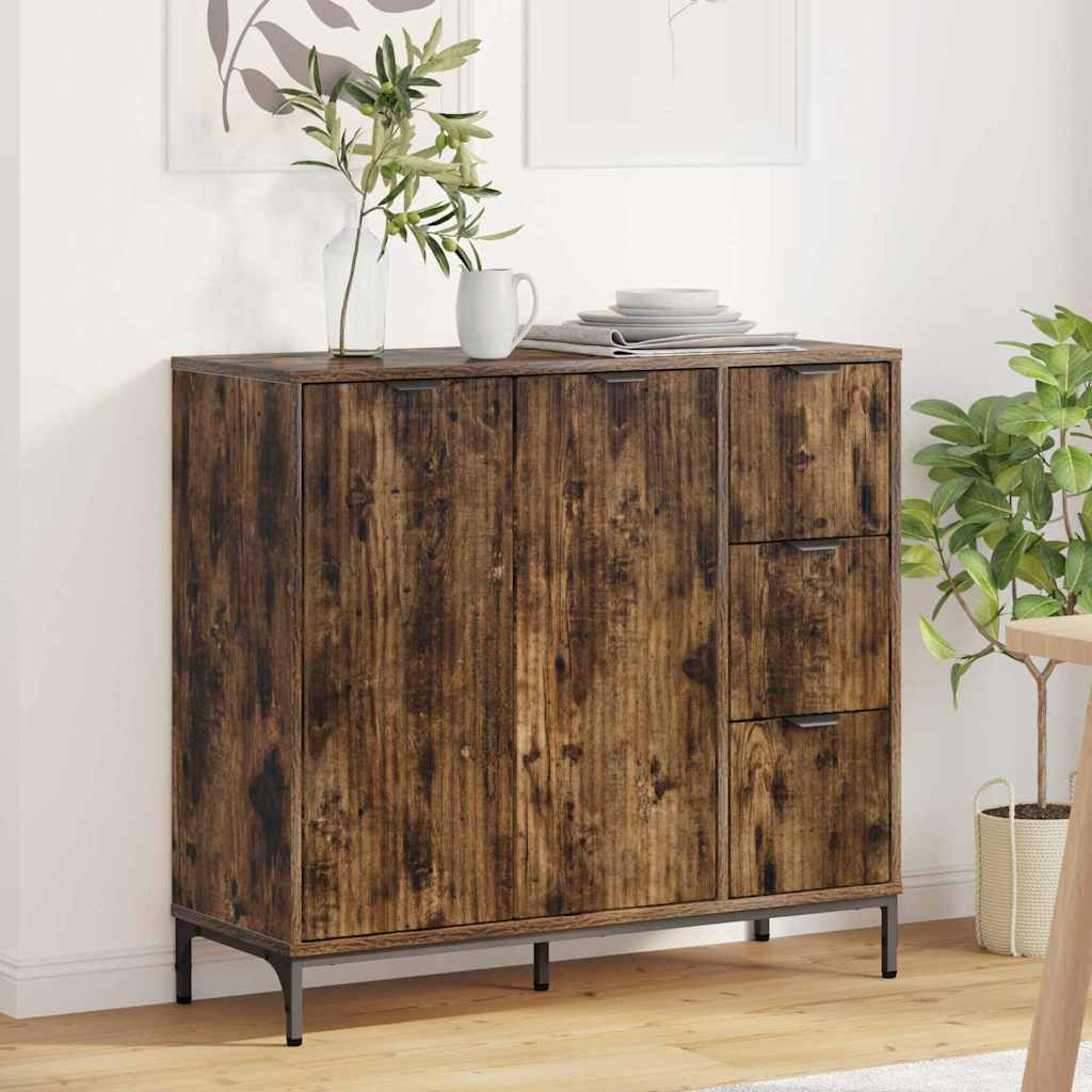 vidaXL Bufet cu sertar Stejar afumat 89.5 x 33 x 82 cm Lemn compozit