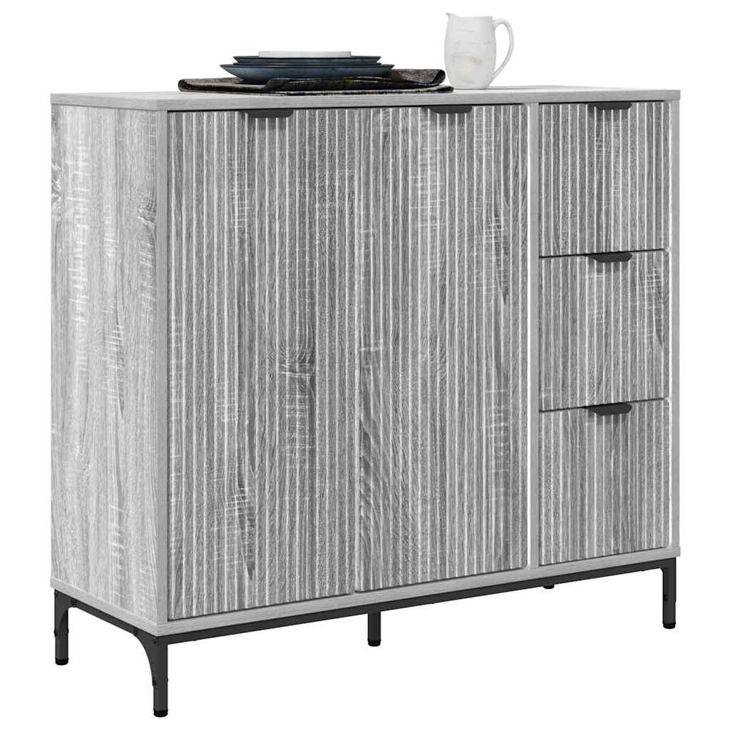 vidaXL Dressoir met lade Grijs sonoma 89,5 x 33 x 82 cm Bewerkt hout