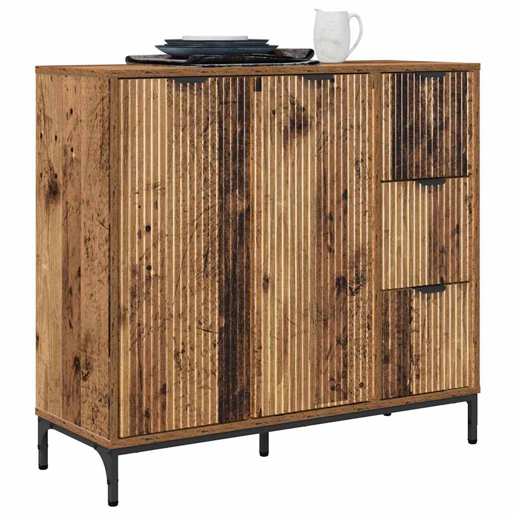 vidaXL Dressoir met lade Oud hout 89,5 x 33 x 82 cm Bewerkt hout