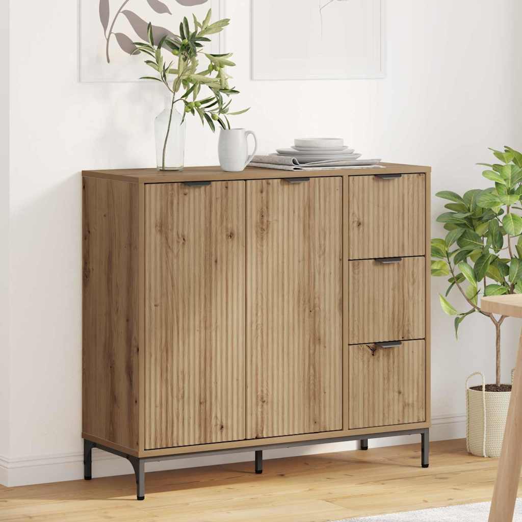 vidaXL Bufet stejar artizanal 89.5 x 33 x 82 cm Lemn compozit
