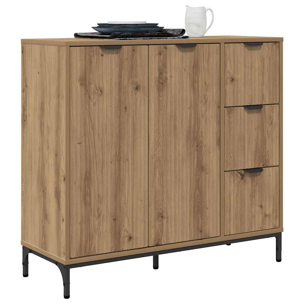 vidaXL Dressoir artisanaal eikenkleurig 89,5 x 33 x 82 cm Bewerkt hout