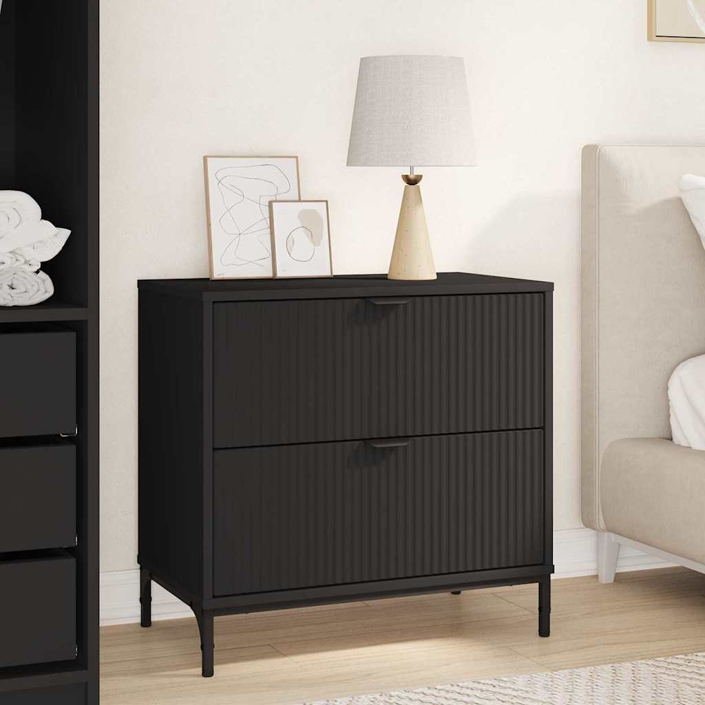 vidaXL Noptieră cu sertar Negru 63.5 x 36 x 61 cm Lemn compozit