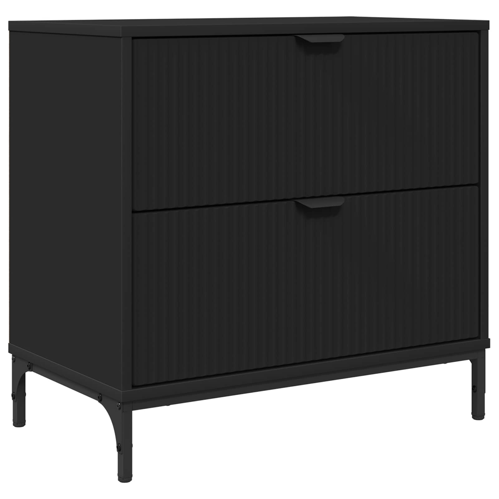 Нощно шкафче с чекмедже Черно 63.5 x 36 x 61 см Инженерно дърво – снимка 2