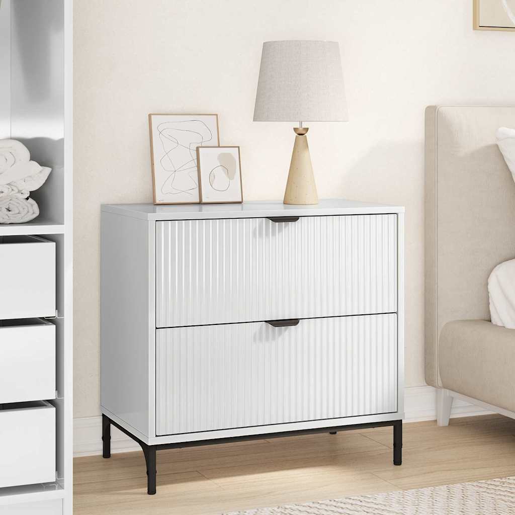 vidaXL Noptieră Alb foarte lucios 63.5 x 36 x 61 cm Lemn compozit