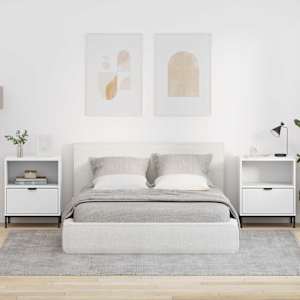 Nočna omarica 2 pcs Bela 49 x 36 x 61 cm Konstruiran les