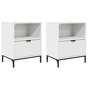 Nočna omarica 2 pcs Bela 49 x 36 x 61 cm Konstruiran les - slika 2