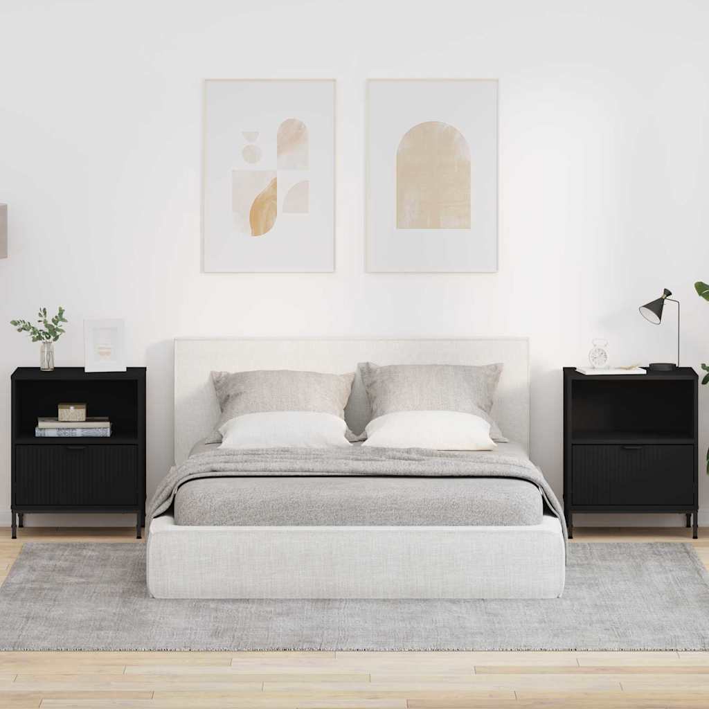 vidaXL Mese de noptieră 2 pcs Negru 49 x 36 x 61 cm Lemn compozit