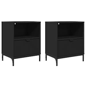 Nočna omarica 2 pcs Črna 49 x 36 x 61 cm Konstruiran les - slika 2