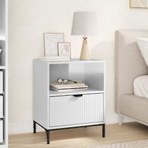 Nočna omarica s predalom Bela z visokim sijajem 49 x 36 x 61 cm