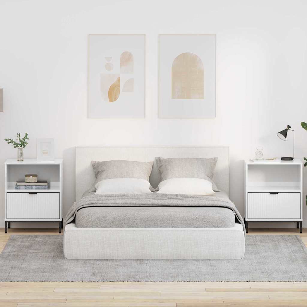 vidaXL Mese de noptieră 2 pcs Alb foarte lucios 49 x 36 x 61 cm