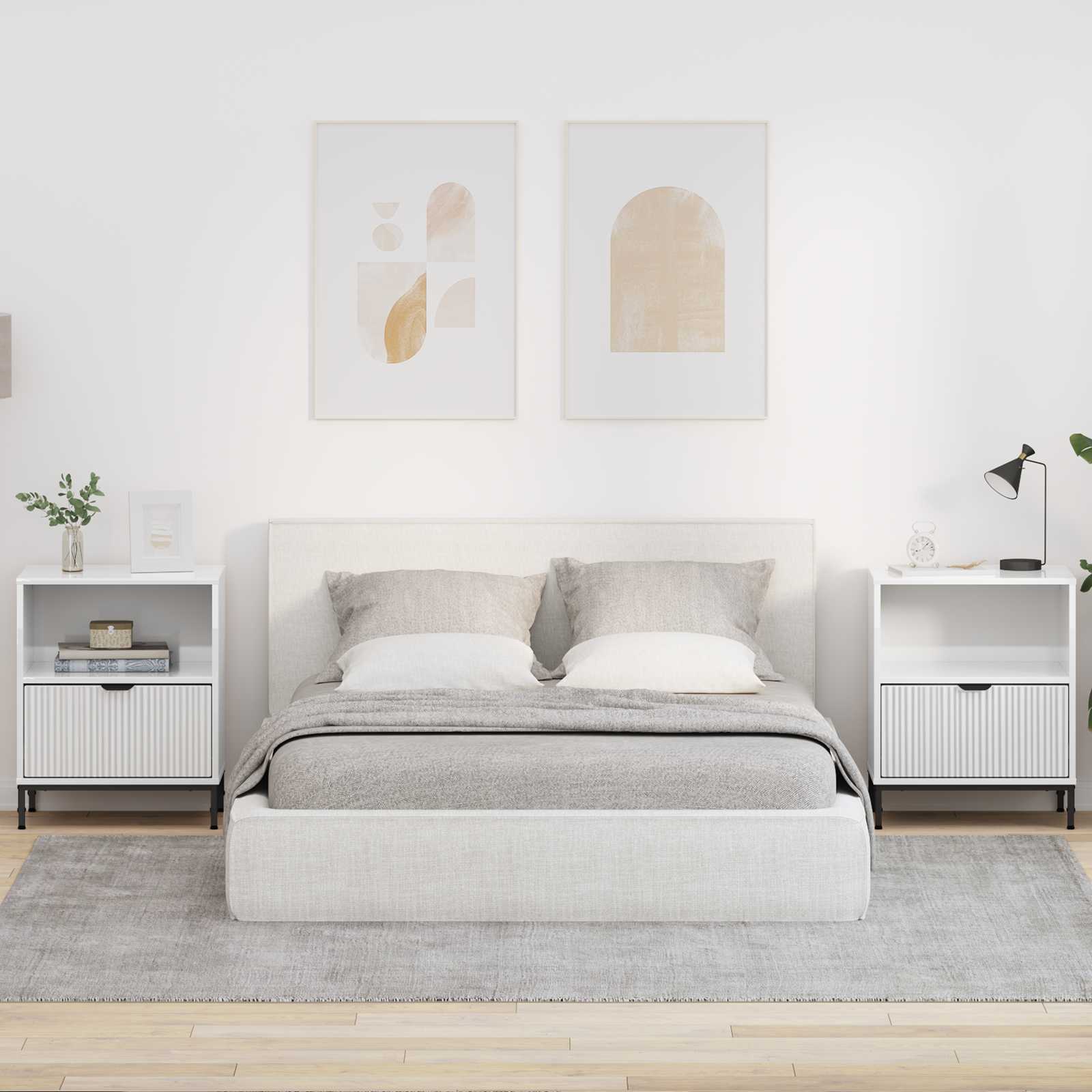 Öölambi kapp 2 pcs Kõrgläikega valge 49 x 36 x 61 cm Tehispuit