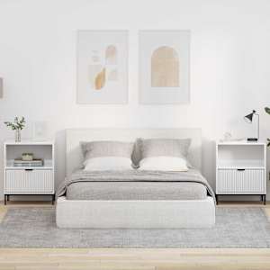 Nočna omarica 2 pcs Bela z visokim sijajem 49 x 36 x 61 cm