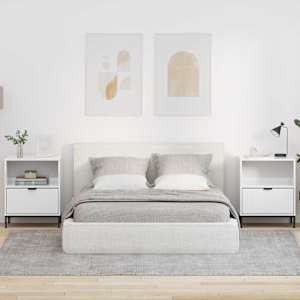 Nočna omarica 2 pcs Bela z visokim sijajem 49 x 36 x 61 cm