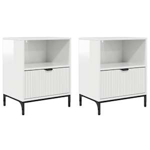 Noční skříňka 2 pcs Bílá s vysokým leskem 49 x 36 x 61 cm - obrázek 2