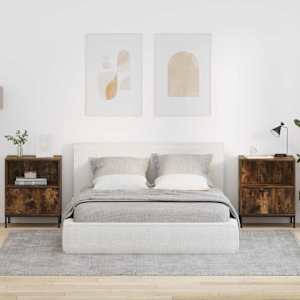 Nočna omarica s predalom 2 pcs Dimljeni hrast 49 x 36 x 61 cm