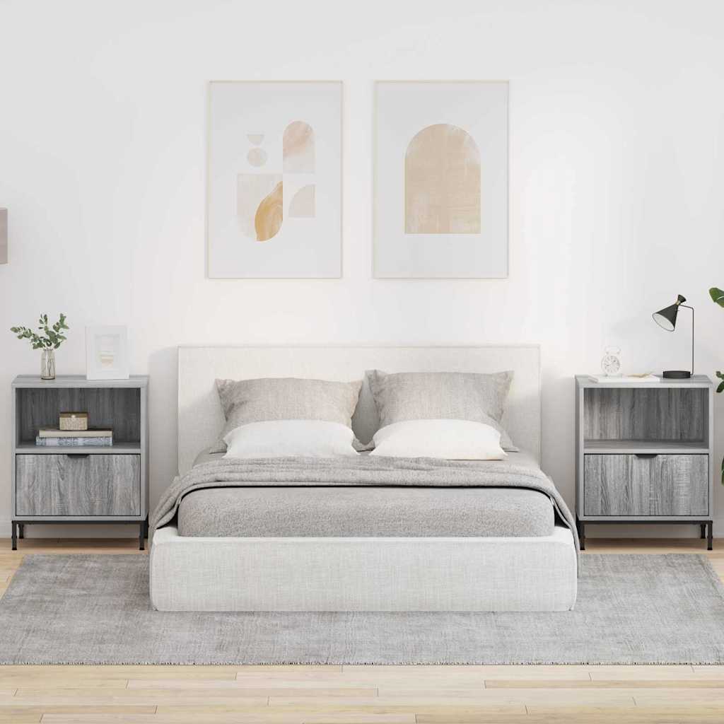 vidaXL Mese de noptieră 2 pcs sonoma gri 49 x 36 x 61 cm Lemn compozit
