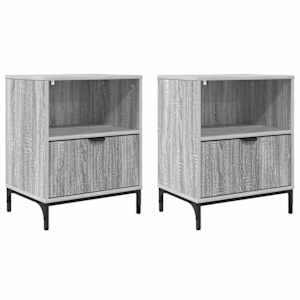 Noční skříňka se zásuvkou 2 pcs Šedá sonoma 49 x 36 x 61 cm - obrázek 2