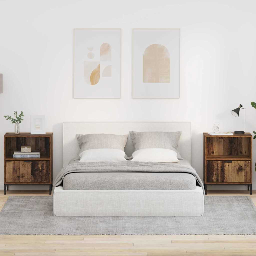 vidaXL Mese de noptieră 2 pcs Lemn vechi 49 x 36 x 61 cm Lemn compozit