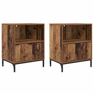Noční skříňka se zásuvkou 2 pcs Staré dřevo 49 x 36 x 61 cm - obrázek 2
