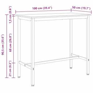 stůl Artisanový dub 100 x 50 x 90,5 cm Inženýrské dřevo a ocel - obrázek 11