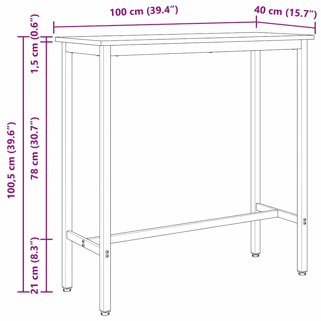 Маса Сонома дъб 100 x 40 x 100,5 см - Image 11