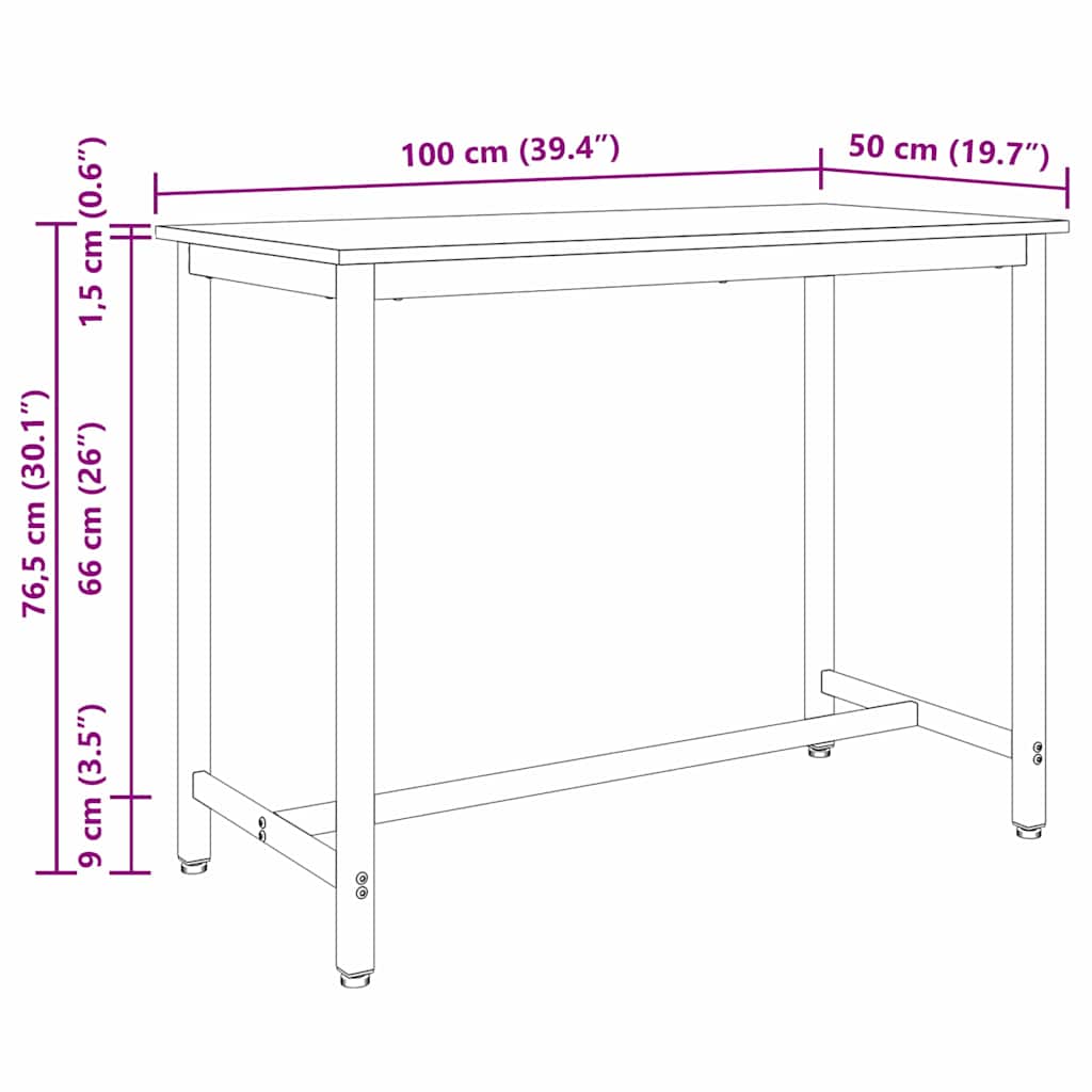 Маса Черния дъб 100 x 50 x 76,5 см - Image 8