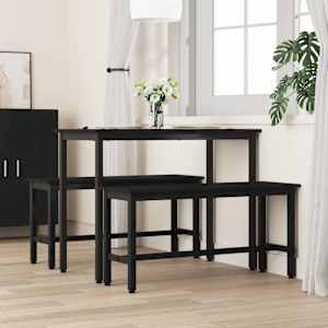 Jídelní lavička 2 pcs Černý dub 100 x 32,5 x 48,5 cm - obrázek 3