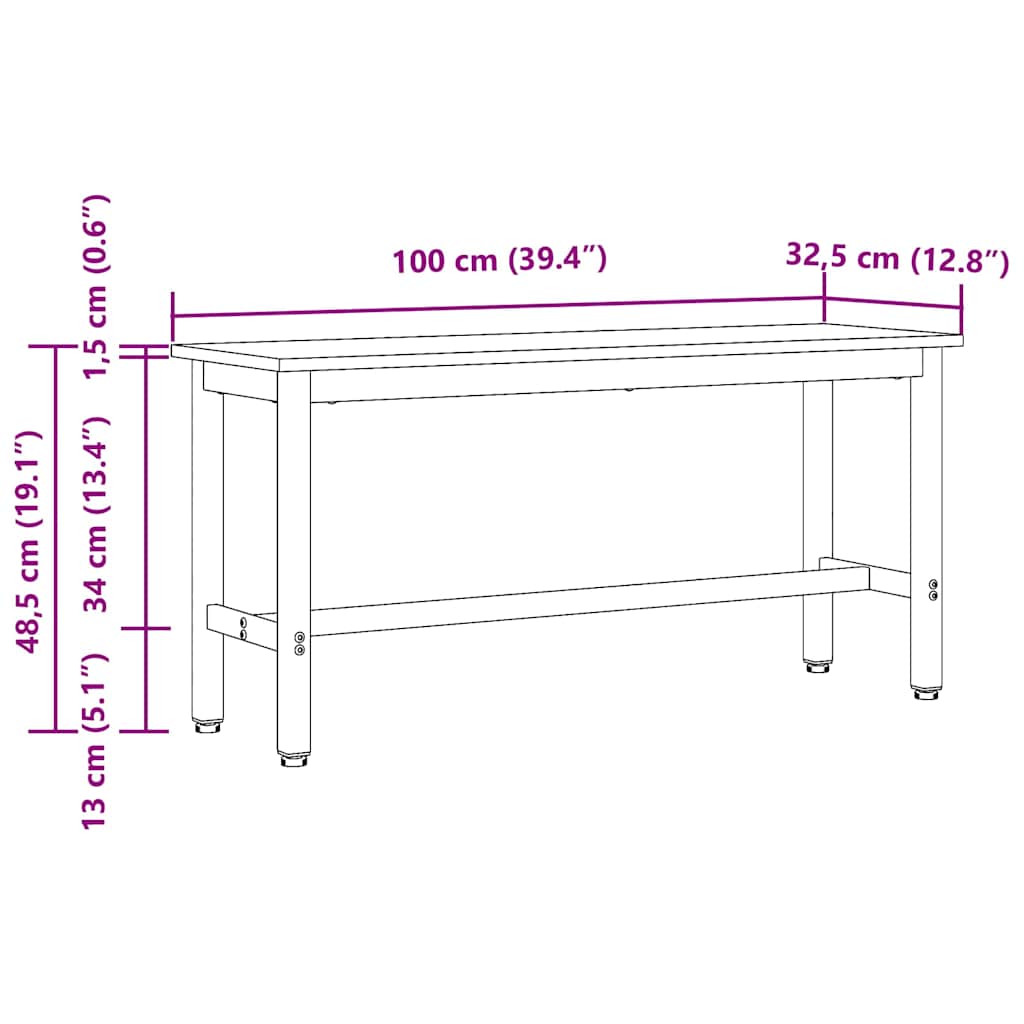 Jedilna klop 2 pcs Dimljeni oreh 100 x 32,5 x 48,5 cm - slika 10