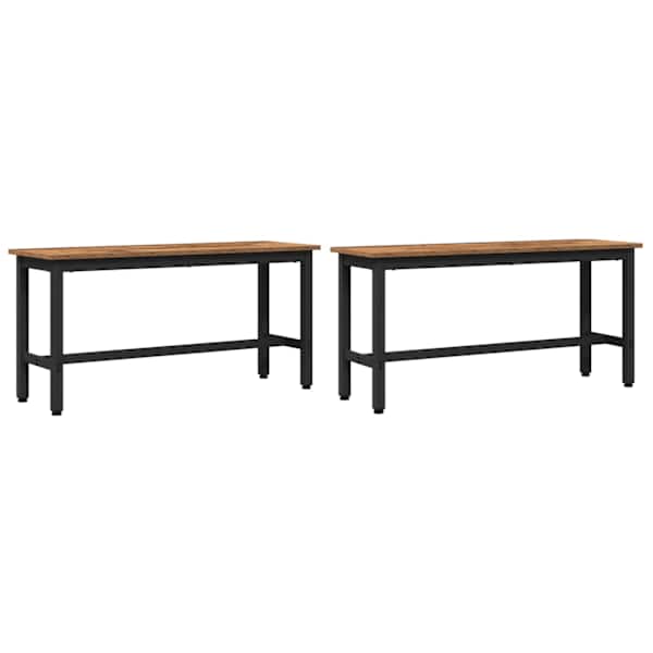 vidaXL S&ouml;&ouml;gipenks 100 x 32,5 x 48,5 cm 2 tk T&ouml;&ouml;deldud puit ja teras