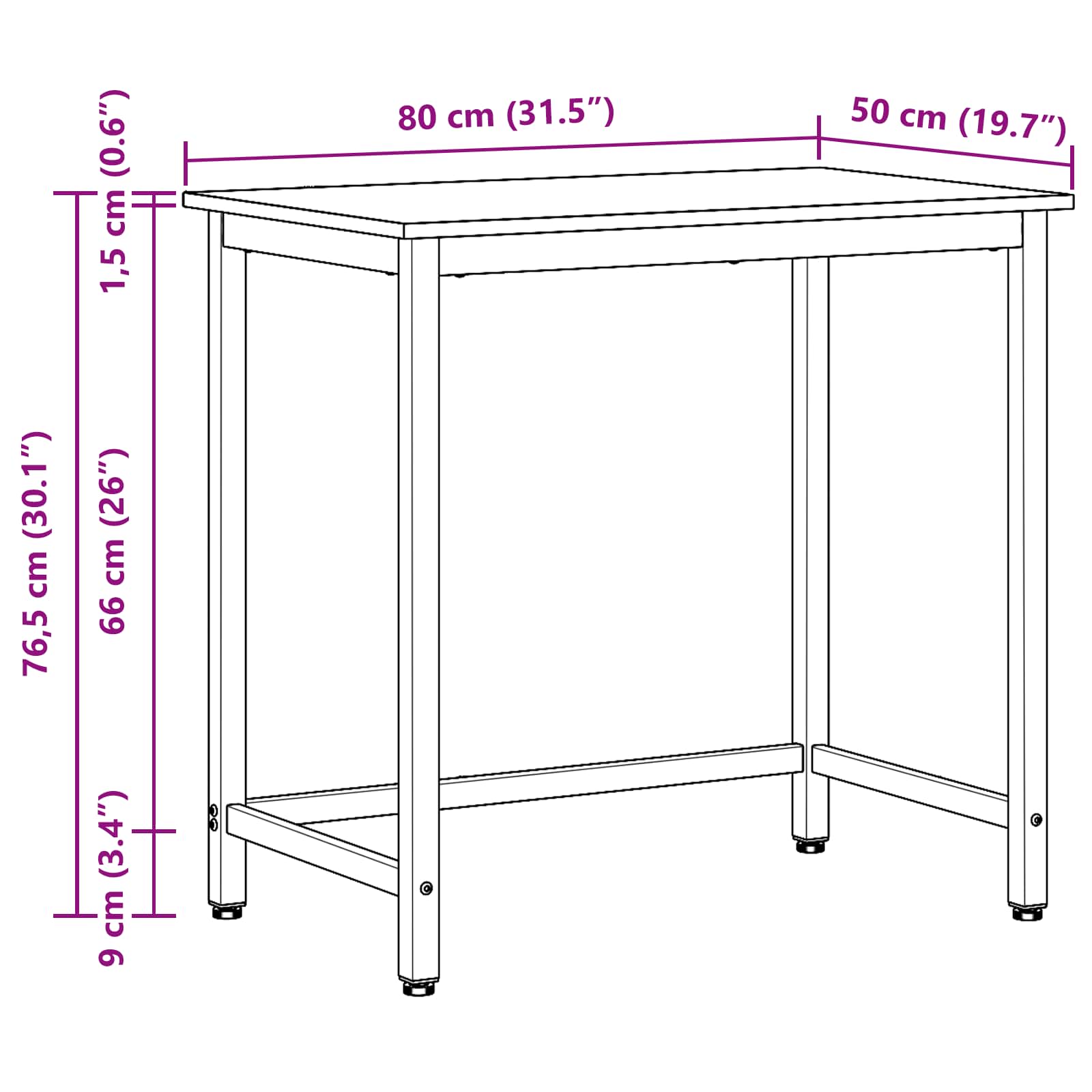 τραπέζι Καπνιστό Δρύς 80 x 50 x 76,5 εκ - Image 10