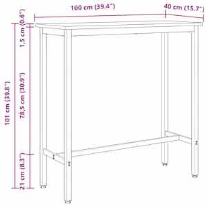stůl Přírodní 100 x 40 x 101 cm Inženýrské dřevo a ocel - obrázek 11