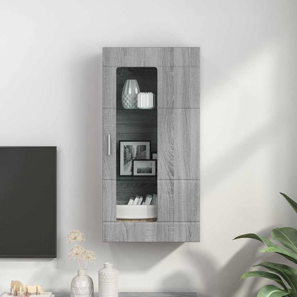 Fali szekrény polcokkal Szürke sonoma 55 x 29 x 100 cm Faanyag 
