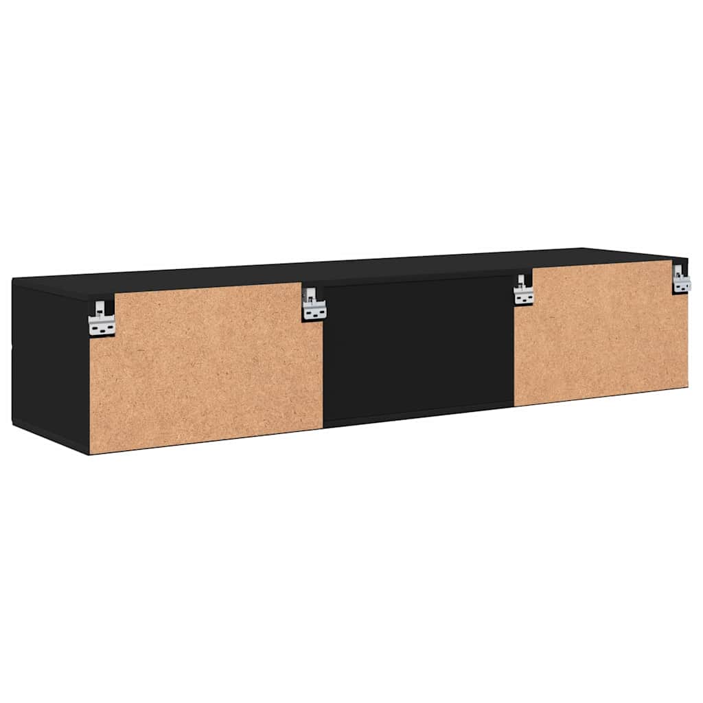 TV szekrény fiókkal polcokkal Fekete 150 x 39 x 30 cm Faanyag 