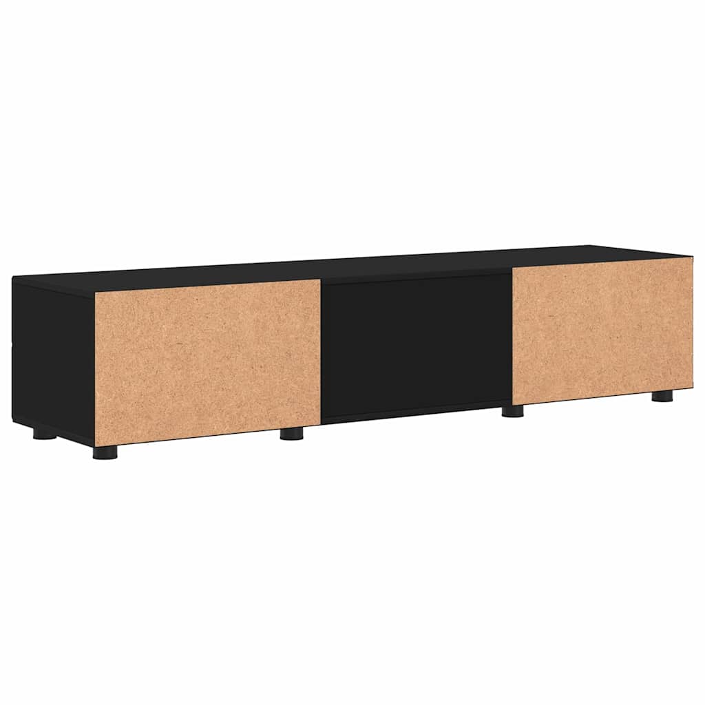 TV szekrény fiókkal polcokkal Fekete 150 x 39 x 30 cm Faanyag 