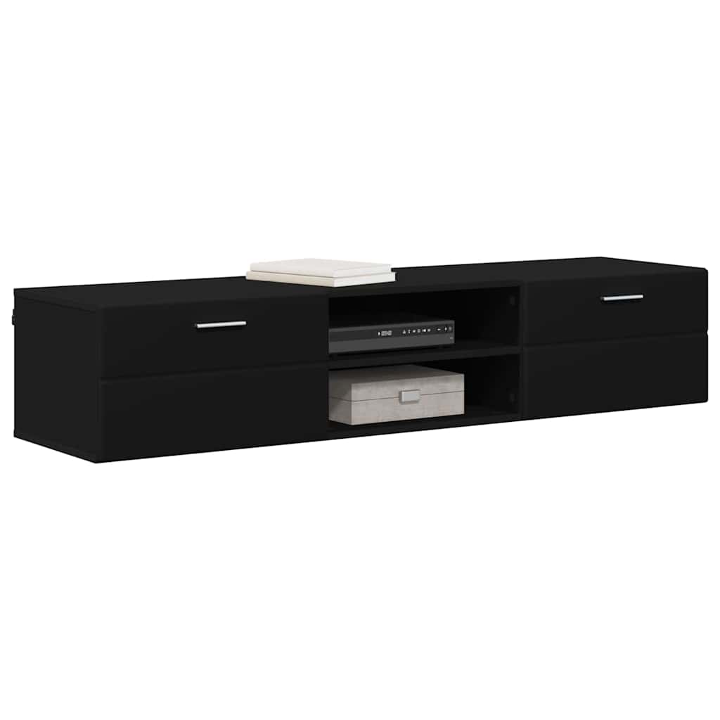 vidaXL TV-kast met lade met plank Zwart 150 x 39 x 30 cm Bewerkt hout