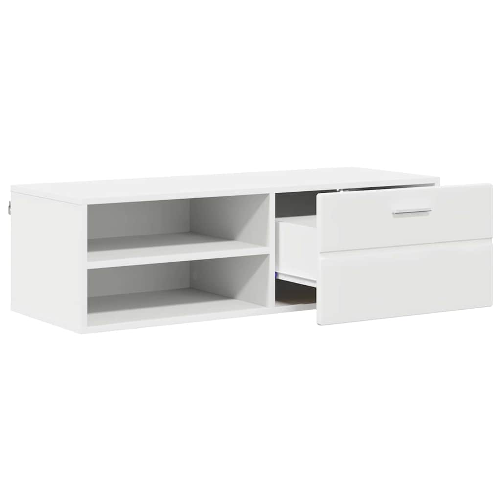 TV szekrény fiókkal polcokkal Fehér 100.5 x 39 x 30 cm Faanyag 