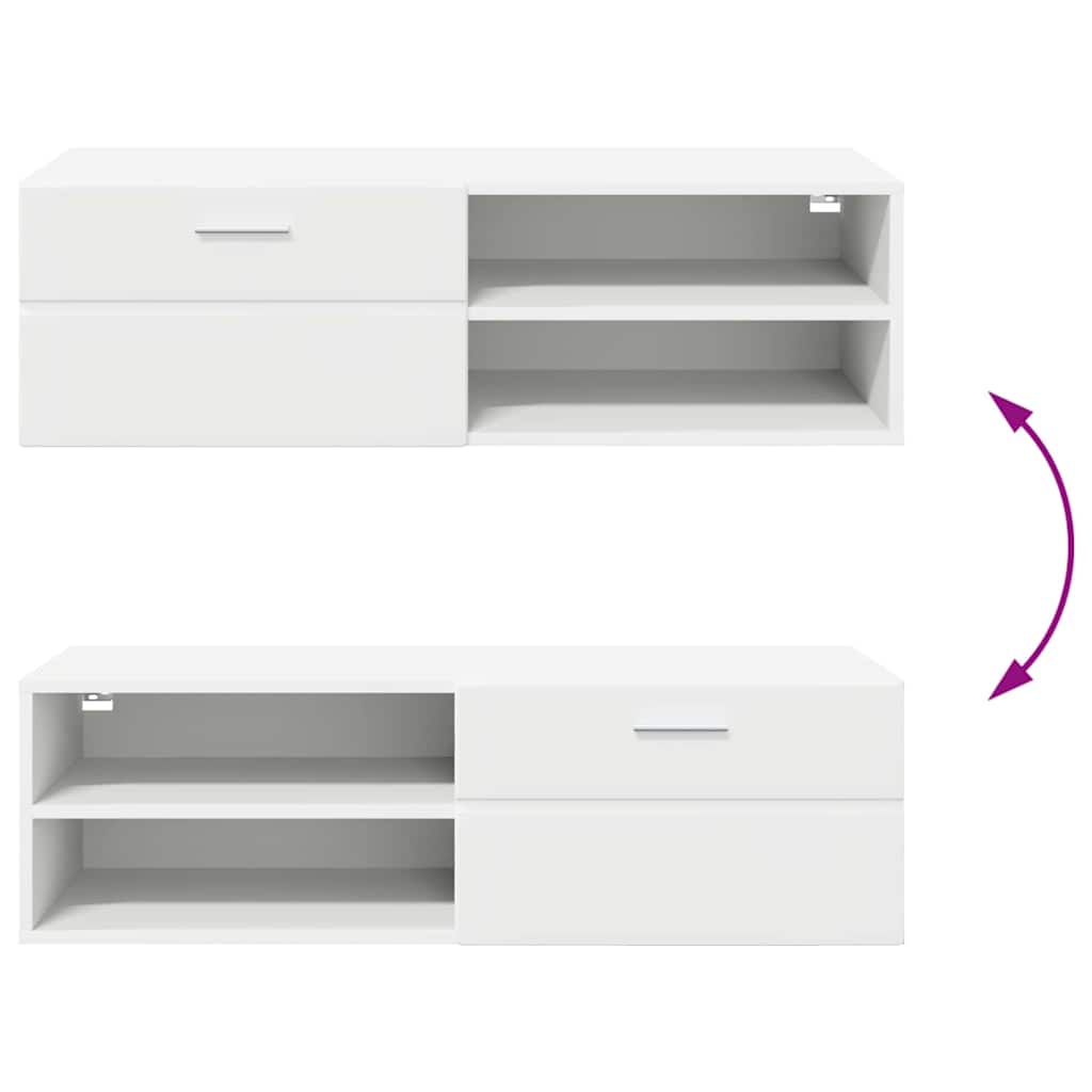 TV szekrény fiókkal polcokkal Fehér 100.5 x 39 x 30 cm Faanyag 