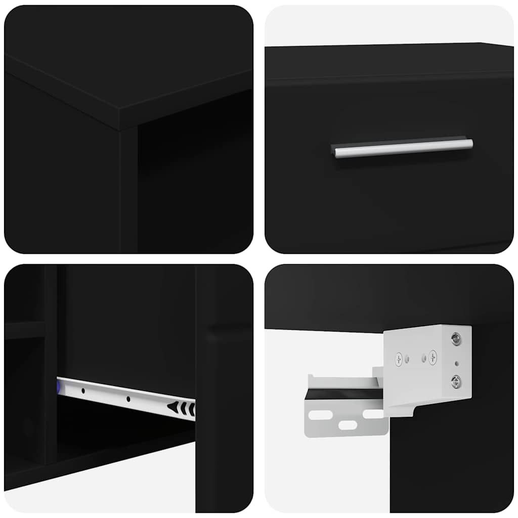TV szekrény fiókkal polcokkal Fekete 100.5 x 39 x 30 cm Faanyag 