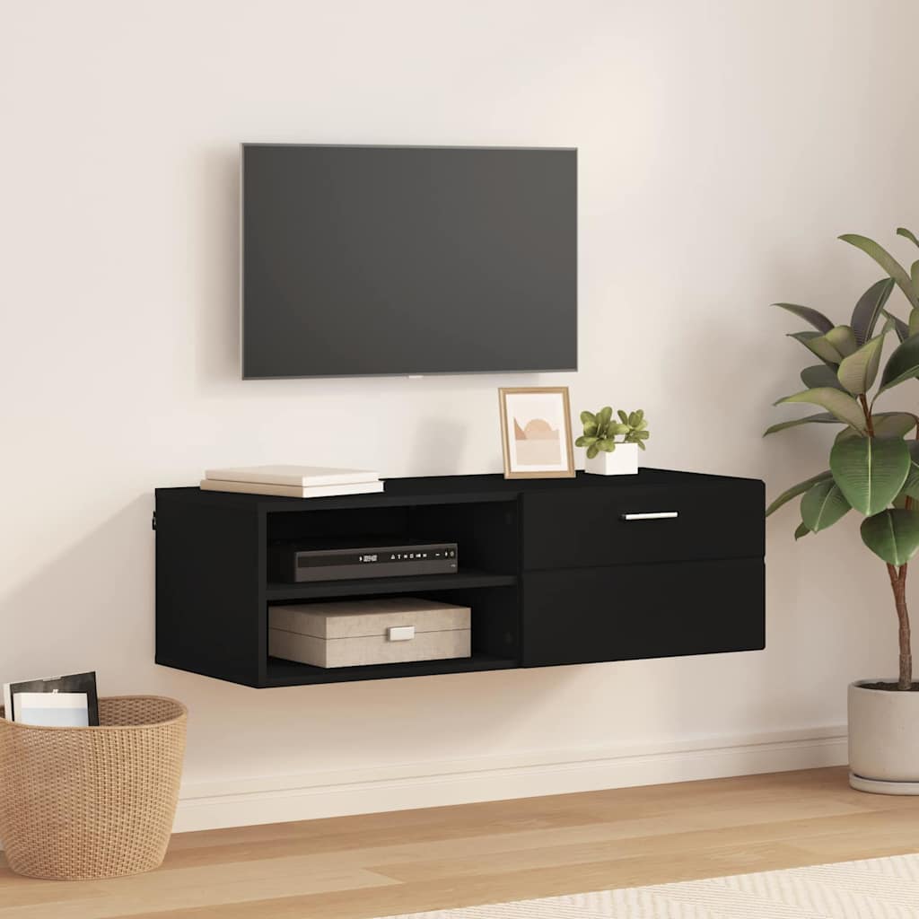 vidaXL Cabinet TV cu sertar Negru 100.5 x 39 x 30 cm Lemn compozit