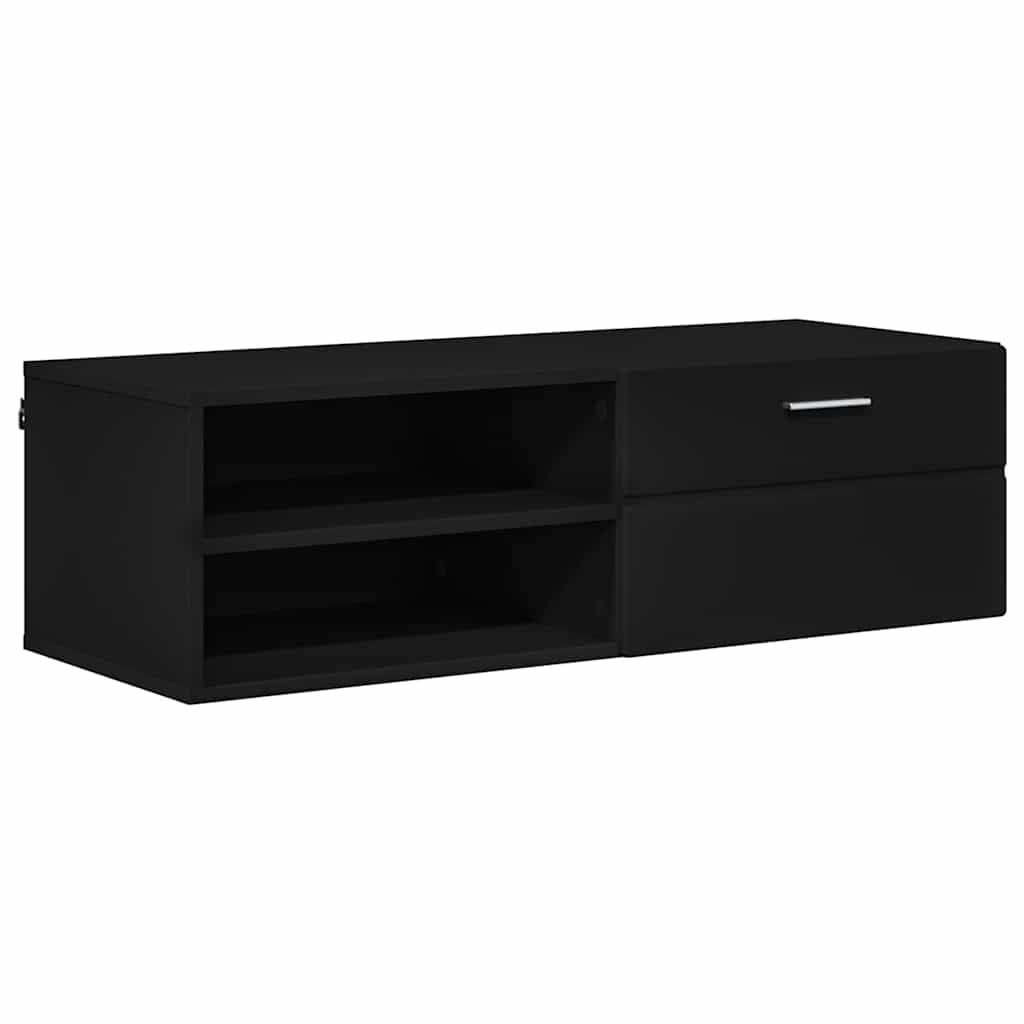 TV szekrény fiókkal polcokkal Fekete 100.5 x 39 x 30 cm Faanyag 