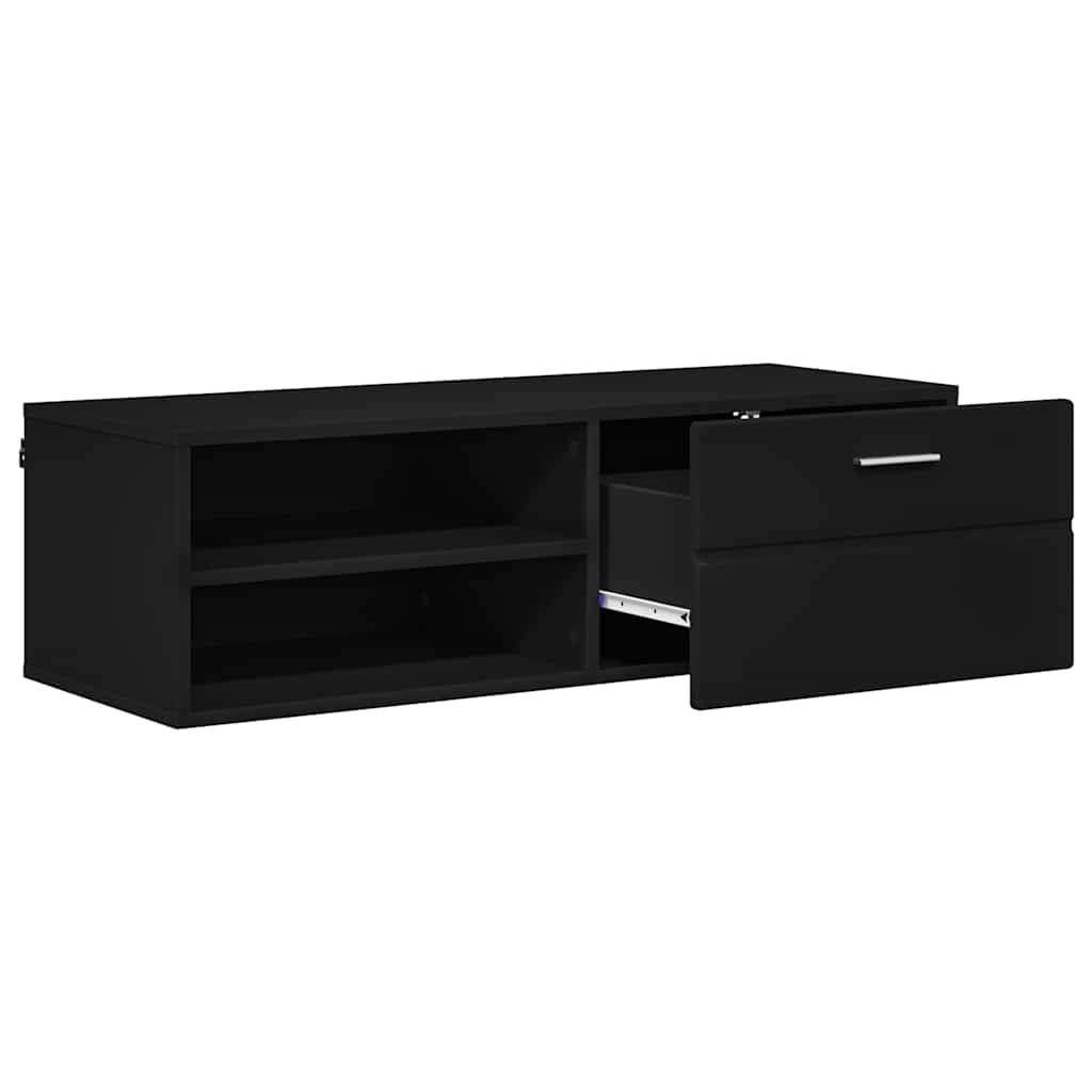 TV szekrény fiókkal polcokkal Fekete 100.5 x 39 x 30 cm Faanyag 