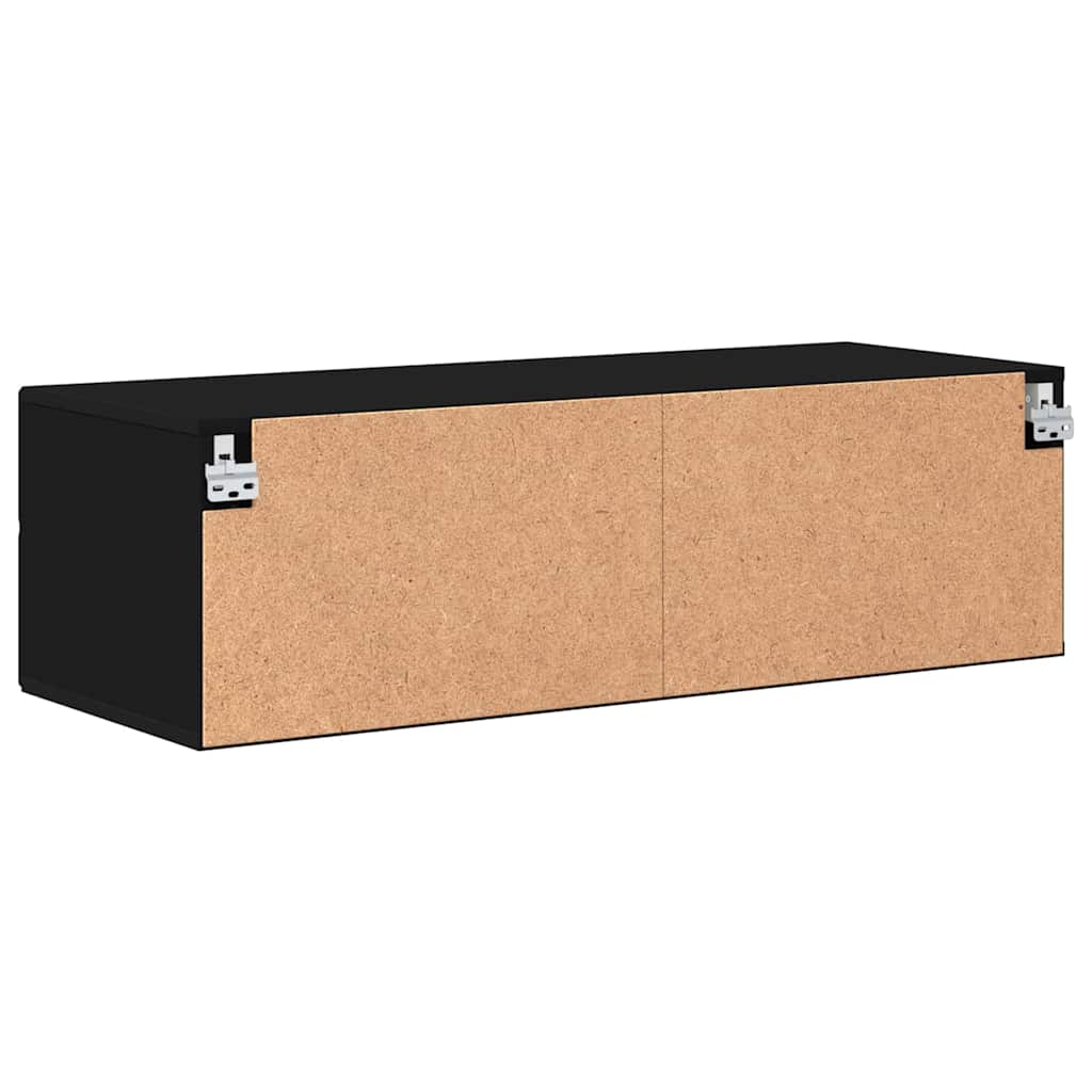 TV szekrény fiókkal polcokkal Fekete 100.5 x 39 x 30 cm Faanyag 