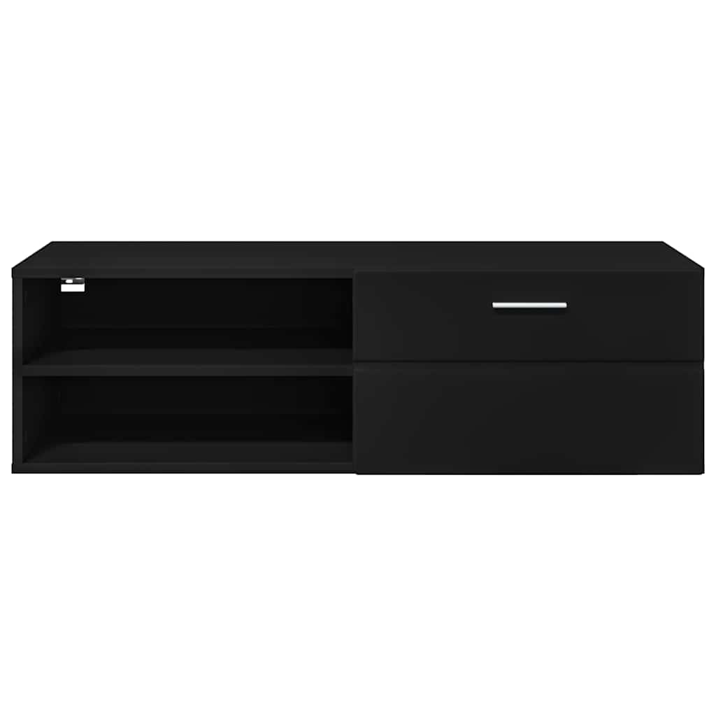 TV szekrény fiókkal polcokkal Fekete 100.5 x 39 x 30 cm Faanyag 