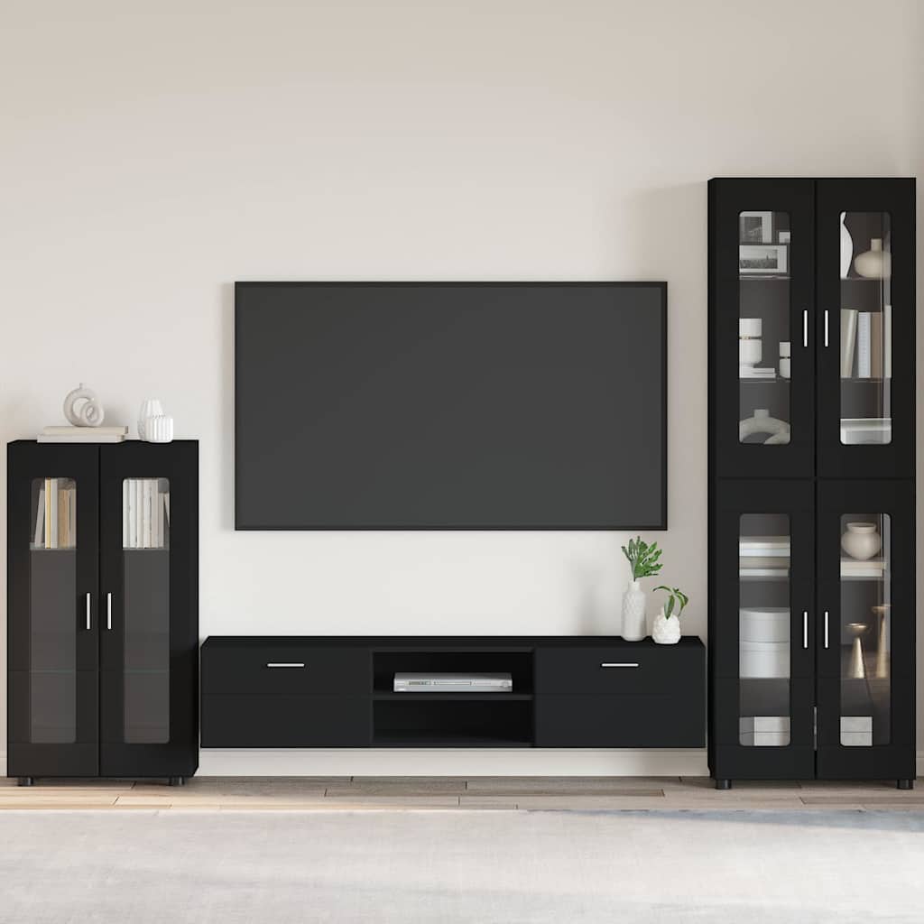 vidaXL Sideboard mit Regal Schwarz 55,5 x 29 x 100 cm Holzwerkstoff