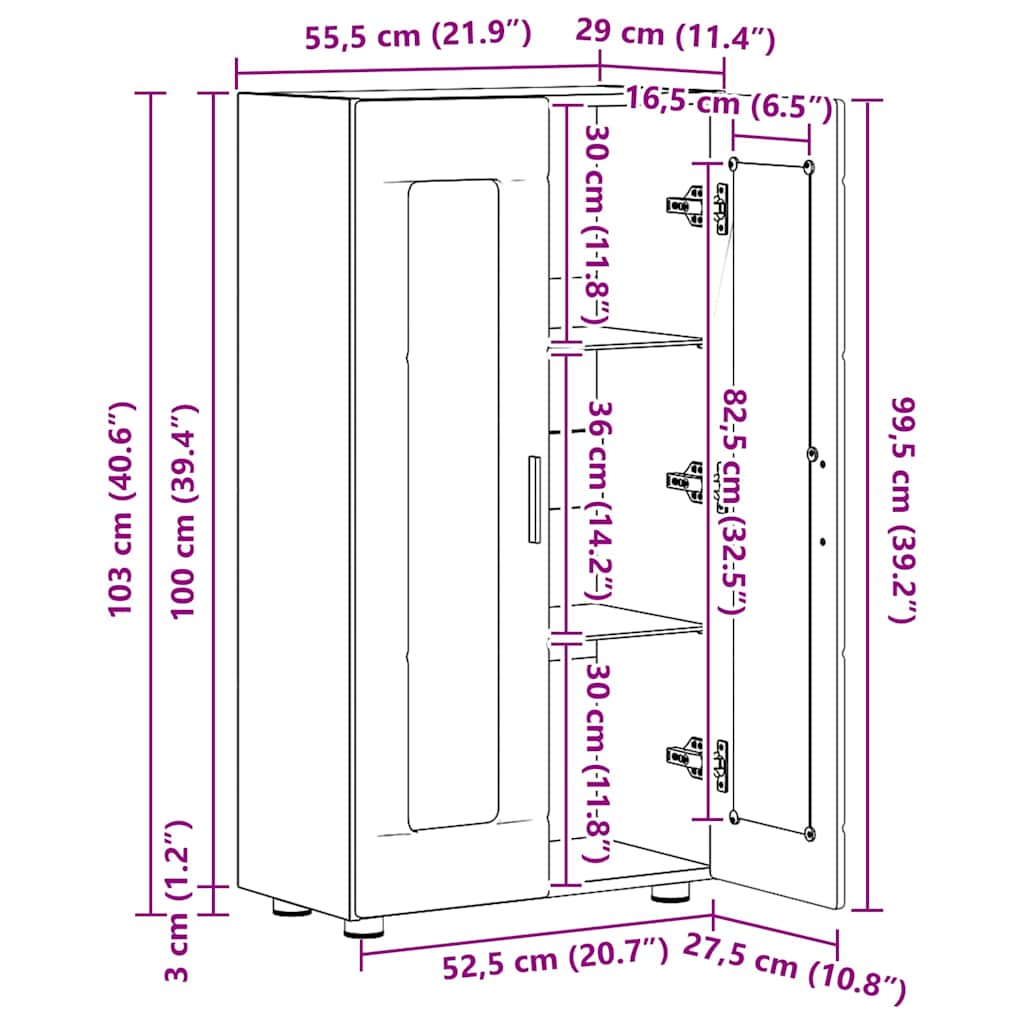 Strani šal Dimljeni oreh 55,5 x 29 x 103 cm Konstruiran les - slika 12