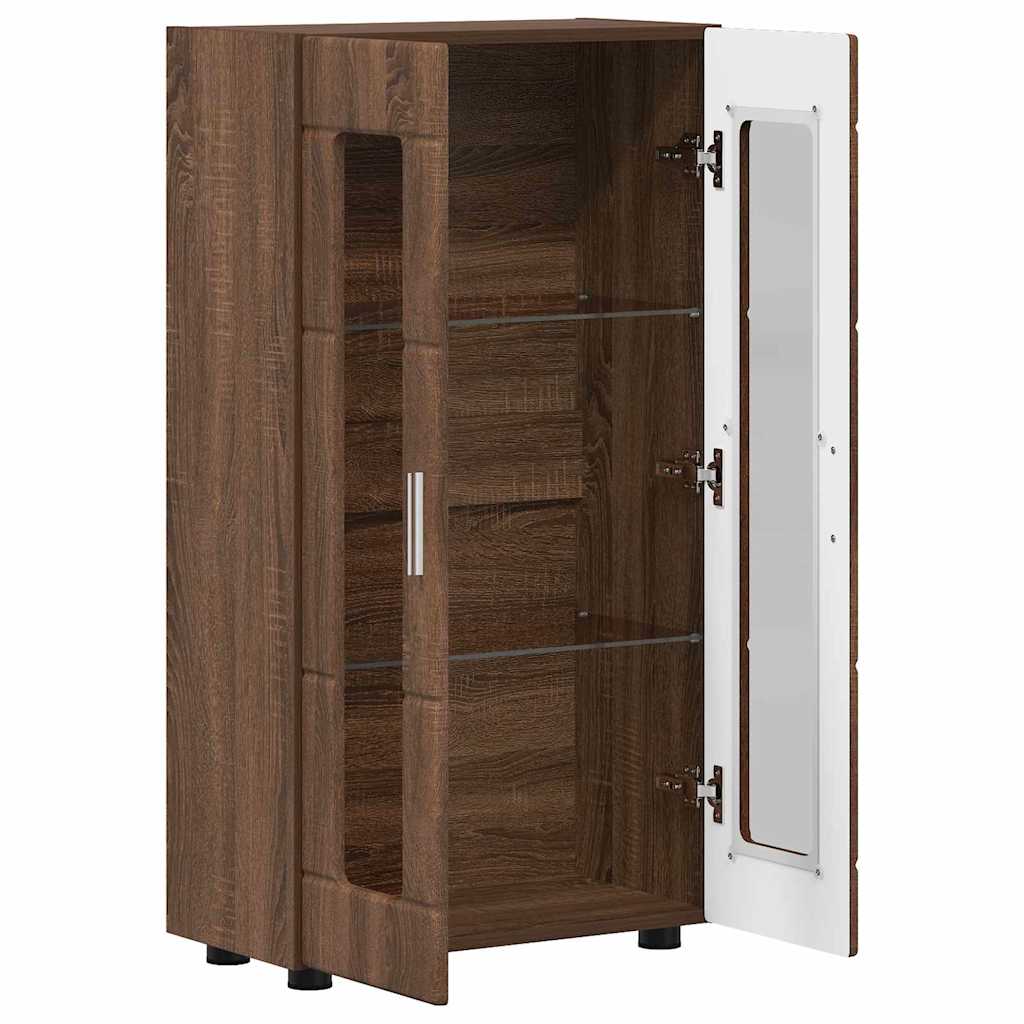 Strani šal Rjav hrast 55,5 x 29 x 103 cm Konstruiran les - slika 5