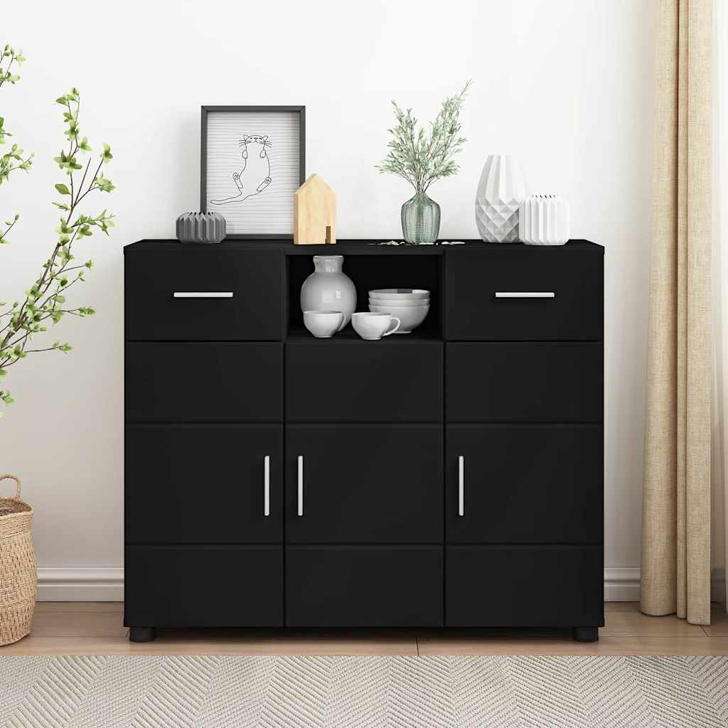 vidaXL Bufet cu sertar cu ușă Negru 88.5 x 30.5 x 73 cm Lemn compozit