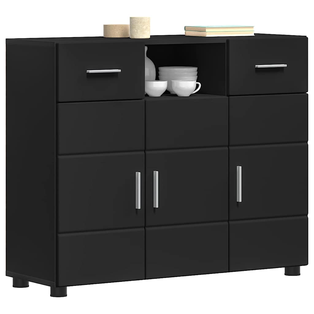 vidaXL Dressoir met lade Zwart 88.5 x 30.5 x 73 cm Bewerkt hout